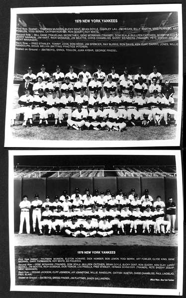 Lot of (6) Yankees and Red Sox Souvenir Team Photos (Printed in 1960s-1970s) Inc. 1936 Yankees, 1943 Yankees, 1946 Red Sox, 1967 Red Sox, 1978 Yankees, 1979 Yankees