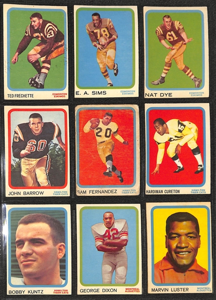 Lot of (89) Different Topps Canadian Football League (CFL) Cards from 1960, 1963, 1964