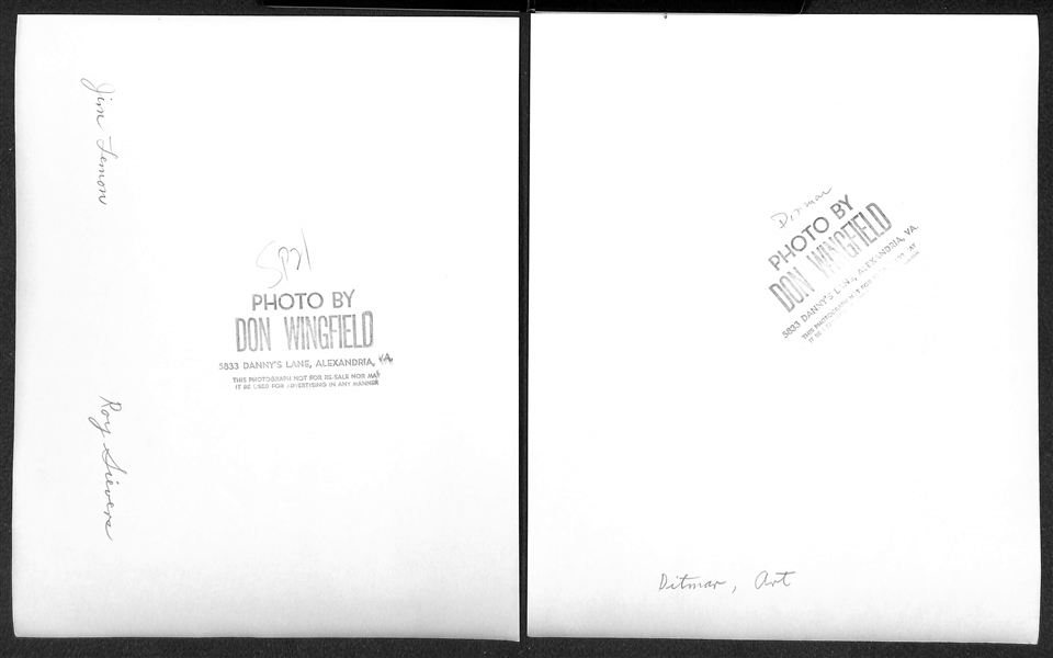(5) Don Wingfield 1950s-1960  8x10 Type 1 Photos Inc. Duals of Rizzuto/Slaughter, Stengel/Reynolds, Sievers/Lemon (w. Original Envelope From Wingfield)
