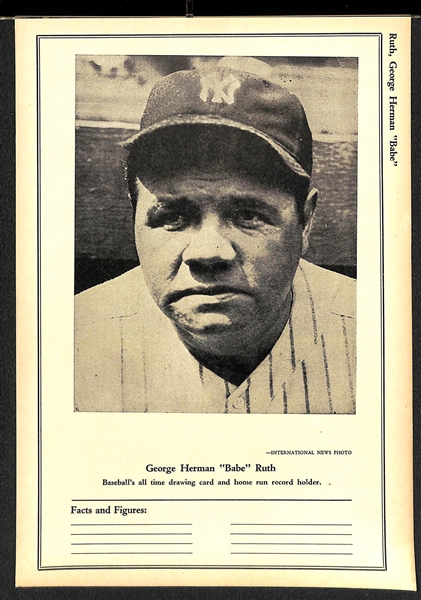 1946-49 W603 Sports Exchange Babe Ruth 7x10 Photo Card