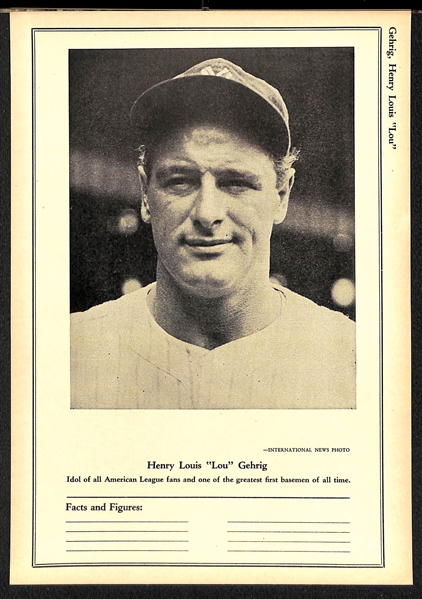 1946-49 W603 Sports Exchange Lou Gehrig 7x10 Photo Card