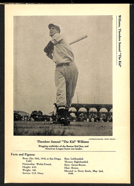1946-49 W603 Sports Exchange Ted Williams & Joe DiMaggio 7x10 Photo Cards