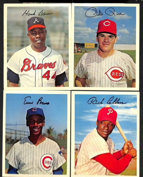 Lot of (4) 1967 Coca-Cola Dexter Press NL Team Sets (12 Cards Per Team Set) w. Aaron, Rose, Banks - Teams Inc. Phillies, Braves, Cubs, Reds