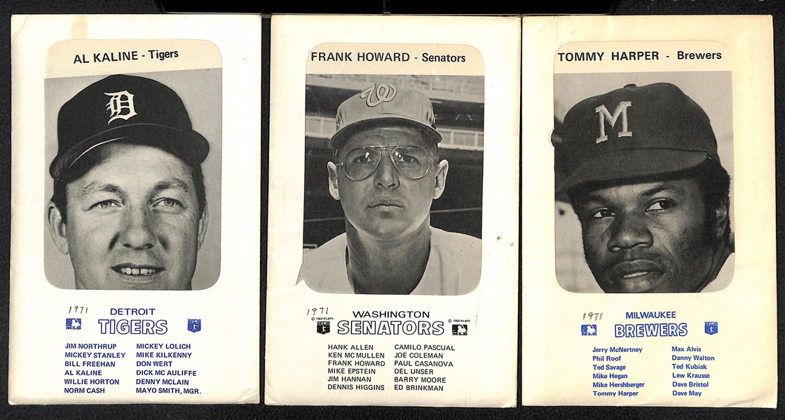 Lot of (6) 1971 Team Souvenir Photo Packs (Cardinals, Red Sox, Cubs, Brewers, Tigers, Senators) - 12 Photo Cards Per Set (72 Total)