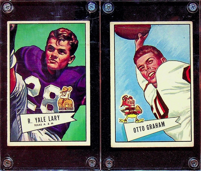 1952 Bowman Large Football Lot - Otto Graham and Yale Lary (Rookie Card)