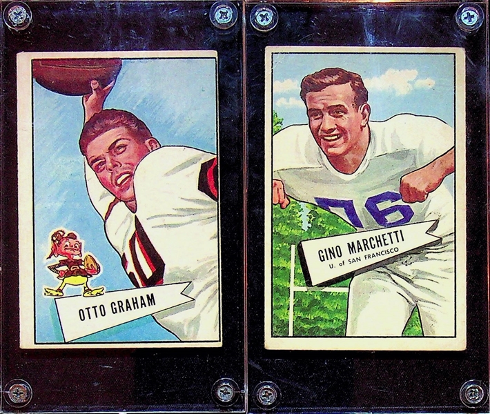 1952 Bowman Large Football Lot - Otto Graham and Gino Marchetti (Rookie Card)