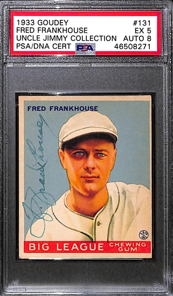 1933 Goudey Fred Frankhouse #131 PSA 5 (Autograph Grade 8) - Pop 1 - Highest Grade of Only 14 PSA Examples - (d. 1989)