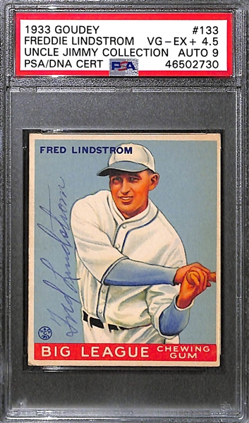 1933 Goudey Freddie Lindstrom #133 PSA 4.5 (Autograph Grade 9) - Only 14 PSA/DNA Exist w. Only 1 Graded Higher! (d. 1981)