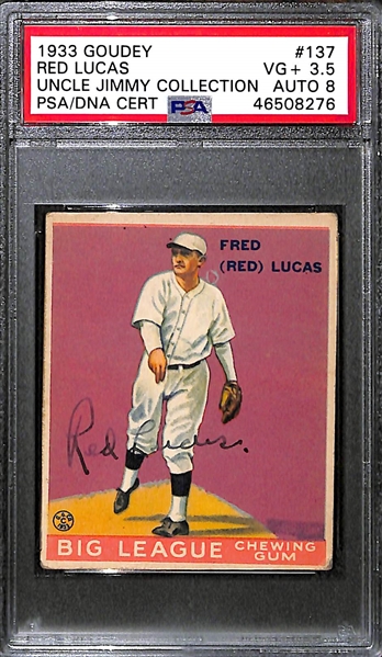 1933 Goudey Red Lucas #137 PSA 3.5 (Autograph Grade 8) - Only 13 PSA/DNA Exist w. Only 2 Graded Higher! (d. 1986)