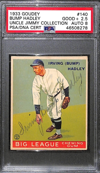 1933 Goudey Bump Hadley #140 PSA 2.5 (Autograph Grade 8) - Pop 1 - Highest Grade of Only 7 PSA Examples - (d. 1963)