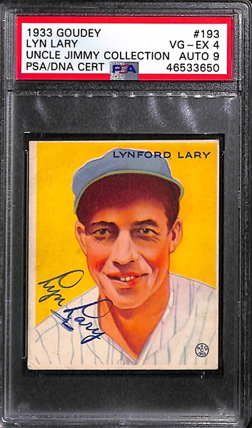 1933 Goudey Lyn Lary #193 PSA 4 (Autograph Grade 9) - Only 6 PSA/DNA Exist w. Only 1 Graded Higher! (d. 1973)