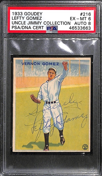 1933 Goudey Lefty Gomez #216 PSA 6 (Autograph Grade 8) - Pop 1 - Highest Grade of Only 13 PSA Examples - (d. 1989)