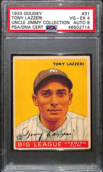 1933 Goudey Toni Lazzeri #31 PSA 4 (Autograph Grade 8) - Pop 1 - Highest Grade of Only 7 PSA Examples - (d. 1946) 