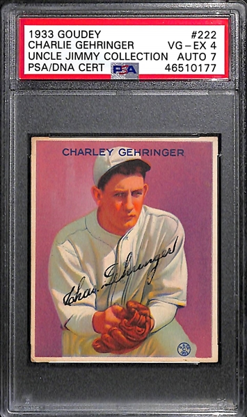 1933 Goudey Charlie Gehringer #222 PSA 4 (Autograph Grade 7) - Only 19 PSA/DNA Exist w. Only 1 Graded Higher! (d. 1993)