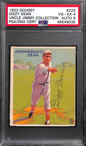 1933 Goudey Dizzy Dean #223 PSA 4 (Autograph Grade 9) - Only 10 PSA/DNA Exist w. Only 2 Graded Higher! (d. 1974) 