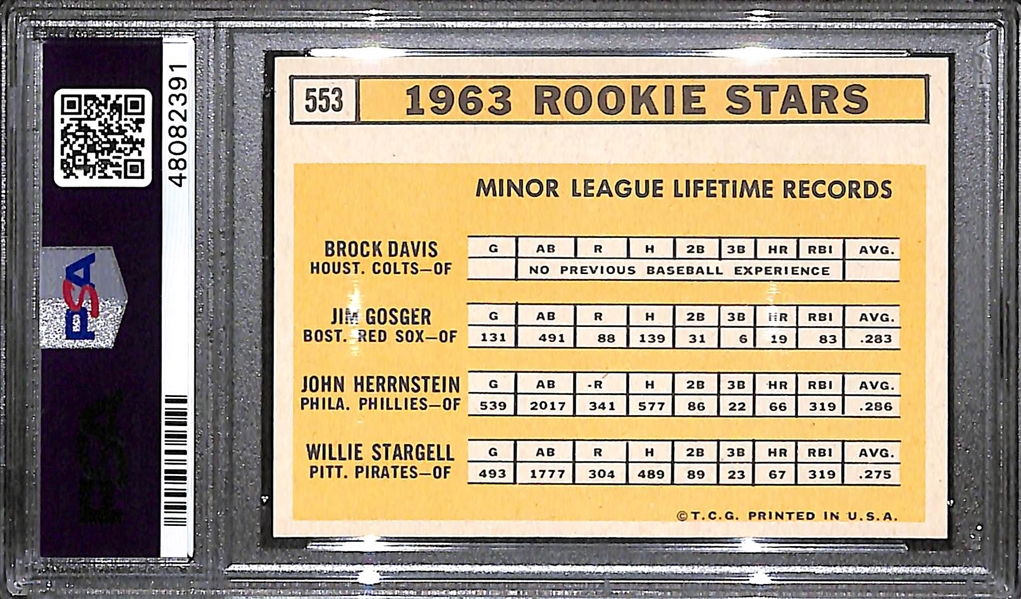 1963 Topps Willie Stargell Rookie Card #553 Graded PSA 8