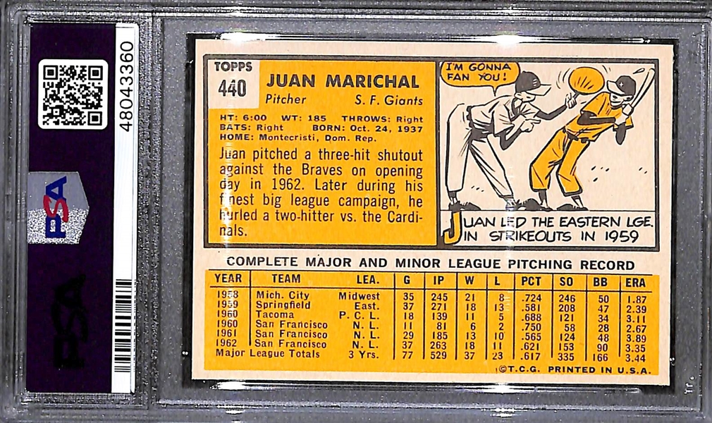 1963 Topps Juan Marichal #440 Graded PSA 9