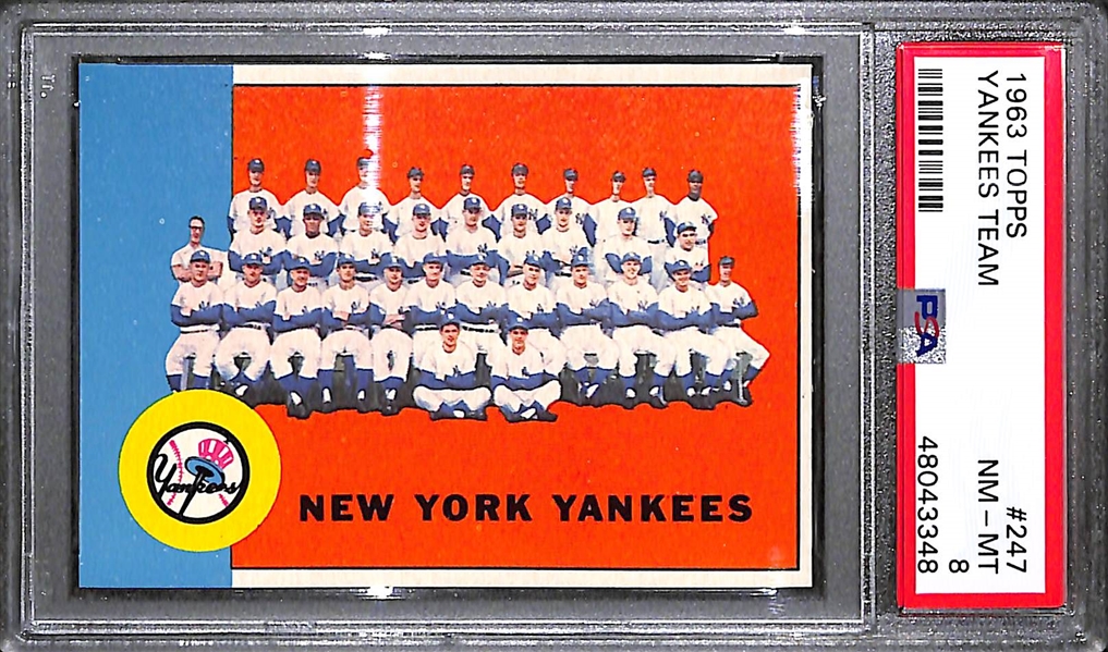 1963 Topps Yankees Team #247 Graded PSA 8