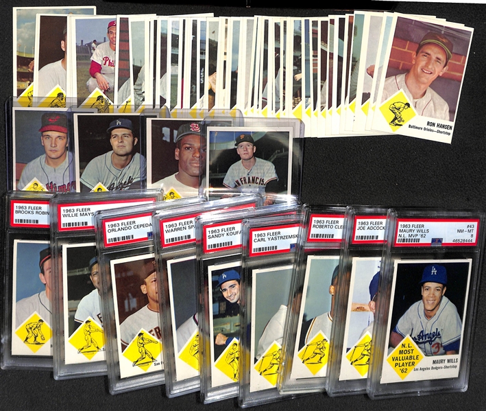 Mostly Pack-Fresh 1963 Fleer Baseball Complete Set w. 9 Graded Cards (All Graded PSA 7 or PSA 8)