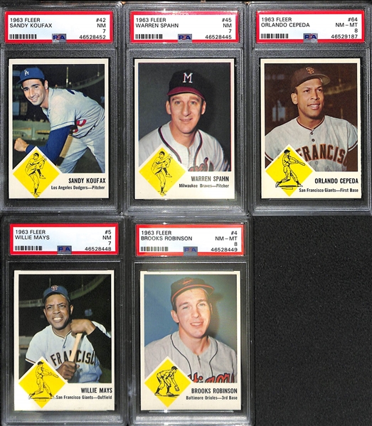 Mostly Pack-Fresh 1963 Fleer Baseball Complete Set w. 9 Graded Cards (All Graded PSA 7 or PSA 8)