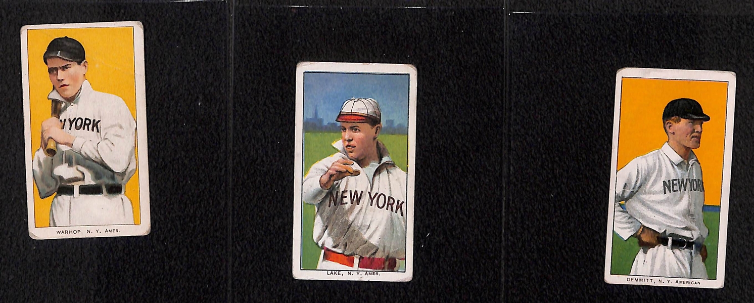 Lot of (3) New York Yankees 1909-11 T206 Tobacco Cards w. Ray Demmitt, Joe Lake, and Jack Warhop