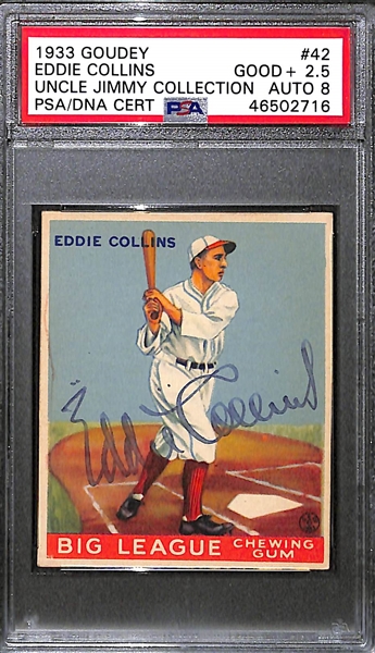 1933 Goudey Eddie Collins #42 PSA 2.5 (Autograph Grade 8) - Only 6 PSA/DNA Exist w. Only 1 Graded Higher! (d. 1951)