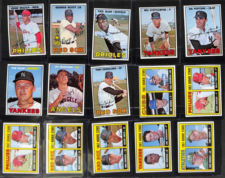   Over 280 Mostly Pack-Fresh 1967 Topps Baseball Cards w. Rookies and Semi-Stars