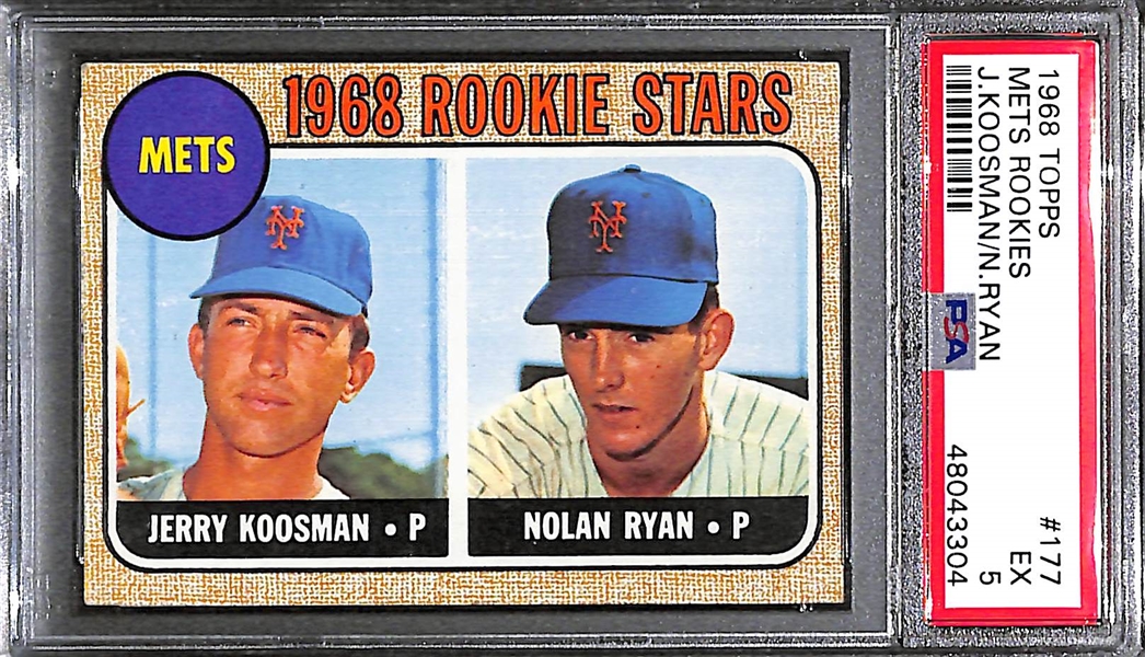 1968 Topps Nolan Ryan and Jerry Koosman Rookie Card Graded PSA 5