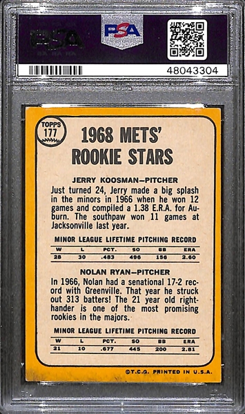 1968 Topps Nolan Ryan and Jerry Koosman Rookie Card Graded PSA 5