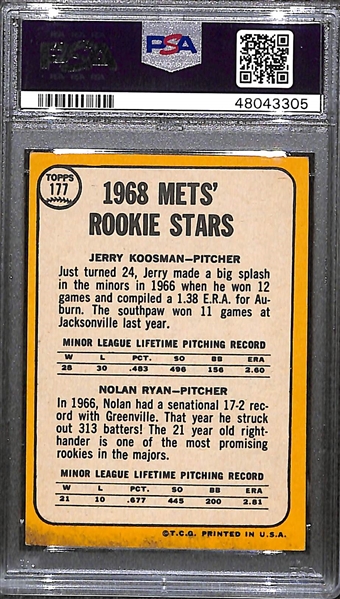 1968 Topps Nolan Ryan and Jerry Koosman Rookie Card Graded PSA 4