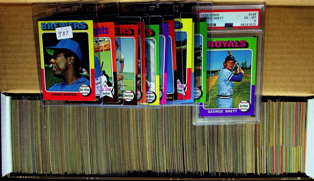 1975 Topps Baseball Complete Set of 660 Cards w. #228 George Brett Rookie Card PSA 6