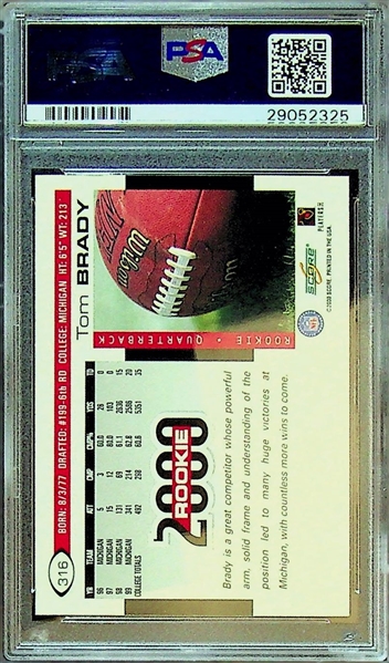 2000 Score Tom Brady #316 Rookie Card Graded PSA 8