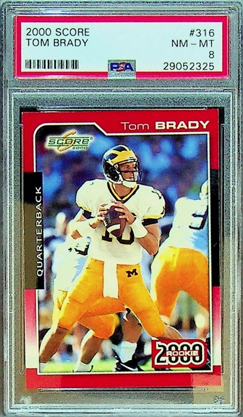 2000 Score Tom Brady #316 Rookie Card Graded PSA 8