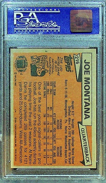 1981 Topps Joe Montana #216 Graded PSA 8