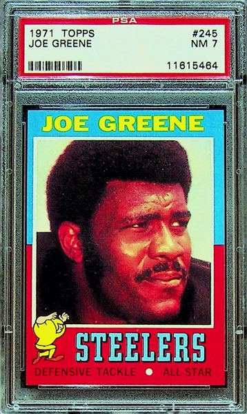 1971 Topps Joe Greene Rookie Card #245 Graded PSA 7