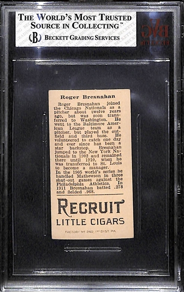 1912 T207 Recruit Cigars Roger Bresnahan (Brown Background) Graded Beckett BVG 5.5