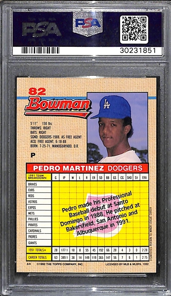 1992 Bowman Pedro Martinez #82 Rookie Card Graded PSA Gem Mint