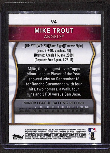 2011 Topps Finest Mike Trout #94 Rookie Card