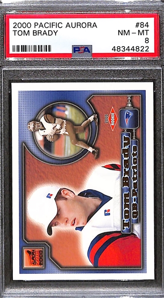 2000 Pacific Aurora Tom Brady #84 Rookie Card - PSA 8