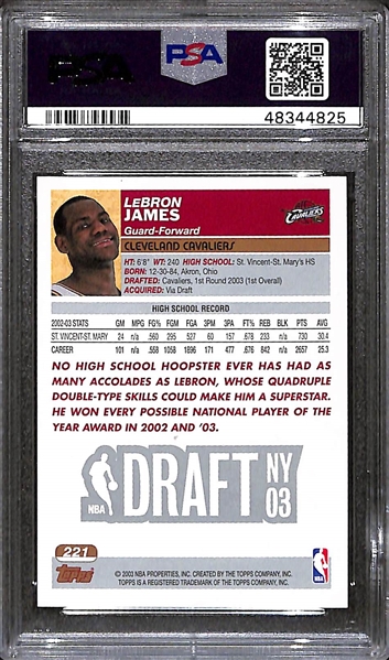 2003 Topps LeBron James #221 Rookie Card - PSA 8