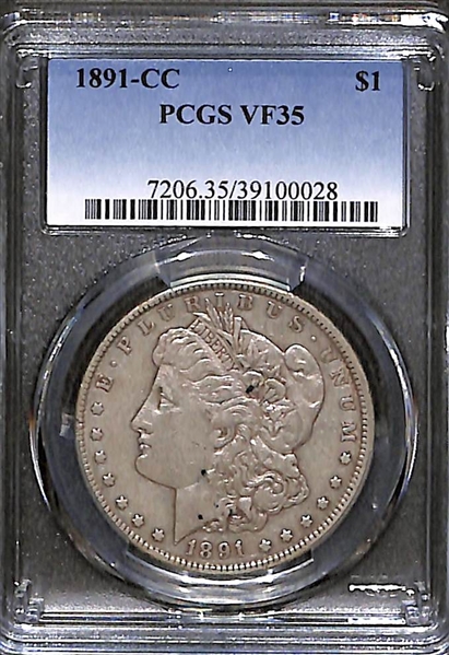 1891-CC Morgan Silver Dollar - Graded PCGS VF35