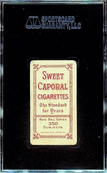 1910 T206 Rube Marquard Portrait Sweet Caporal Back - SGC 1.5