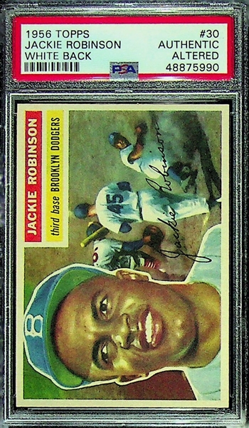 1956 Topps Jackie Robinson White Back #30 - PSA Authentic Altered