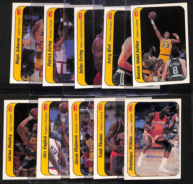 1986 Fleer Basketball Sticker Near Complete Set - Includes 10 of 11 Cards w. Patrick Ewing