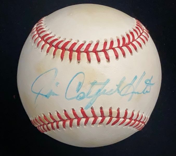 Signed Baseball Lot (2) - George Brett (Faded) and Catfish Hunter/Sparky Lyle -  JSA Auction Letter