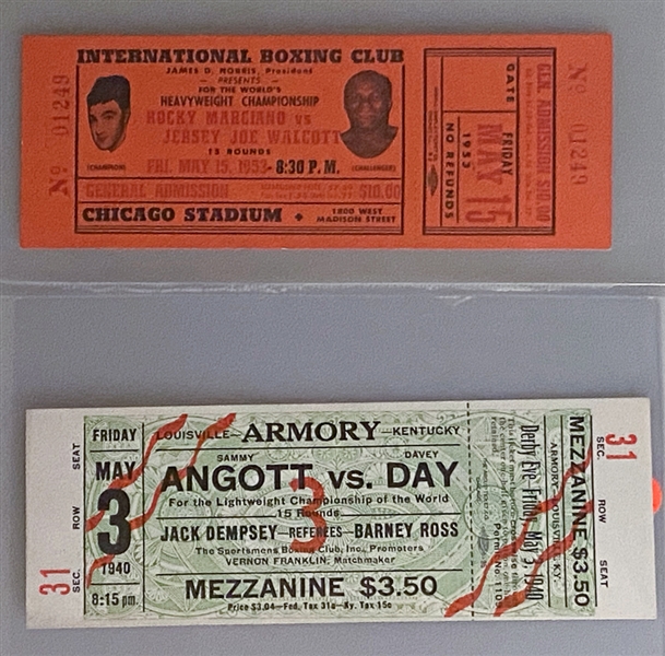 Lot of (7) Boxing Tickets from 1953-1992 w. 5/15/1953 Marciano vs. Walcott Fight
