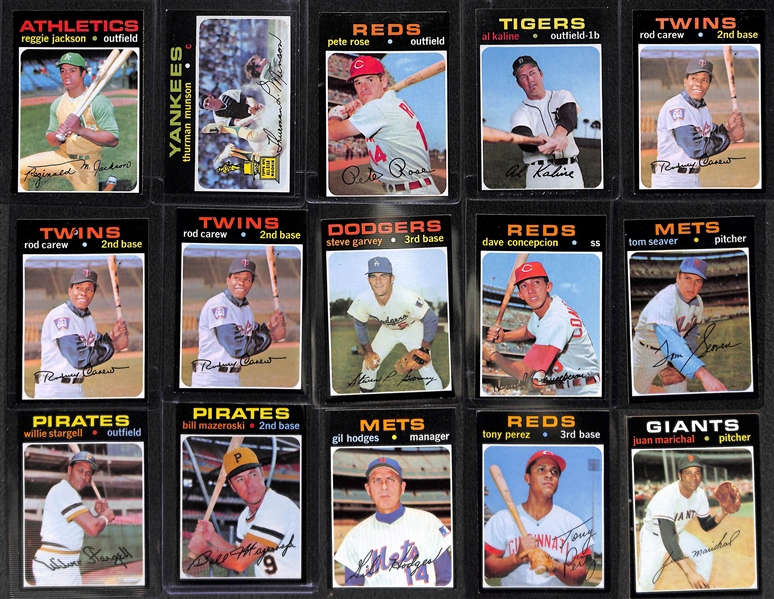 Lot of 1000+ Assorted 1971 Topps Baseball Cards w. Stars (Reggie Jackson, Thurmon Munson, more)