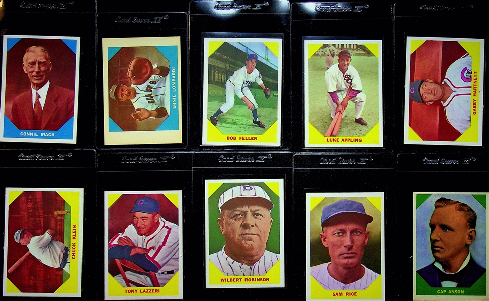 Lot of 45 Different 1960 Fleer Baseball Cards (12 PSA Graded) w. Nap Lajoie PSA 7