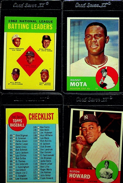 Lot of 250+ Assorted 1963 Topps Baseball Cards w. Perry x2 and Star Cards