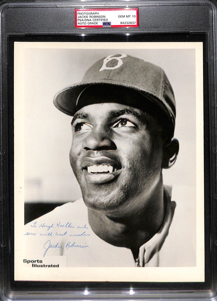 Jackie Robinson Signed Rarely-Seen 1960s Sports Illustrated 8x10 Photo (PSA/DNA Encased w/ Gem Mint 10 Autograph Grade!) - Personalized